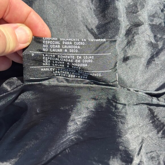Vintage Harley-Davidson Black Leather Jacket Eagle Back Mens Size L - Picture 11 of 13